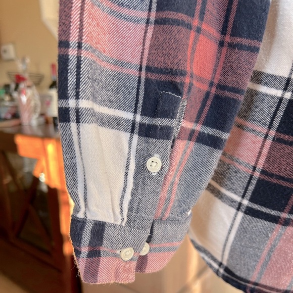 Gap Pink Black and Cream Plaid Button Down Flannel Shirt Youth Size 12 - Picture 10 of 10